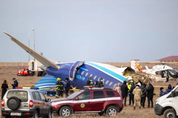Title: Azerbaijan Airlines Plane Crashes Near Aktau, Kazakhstan, Leaving 32 Survivors