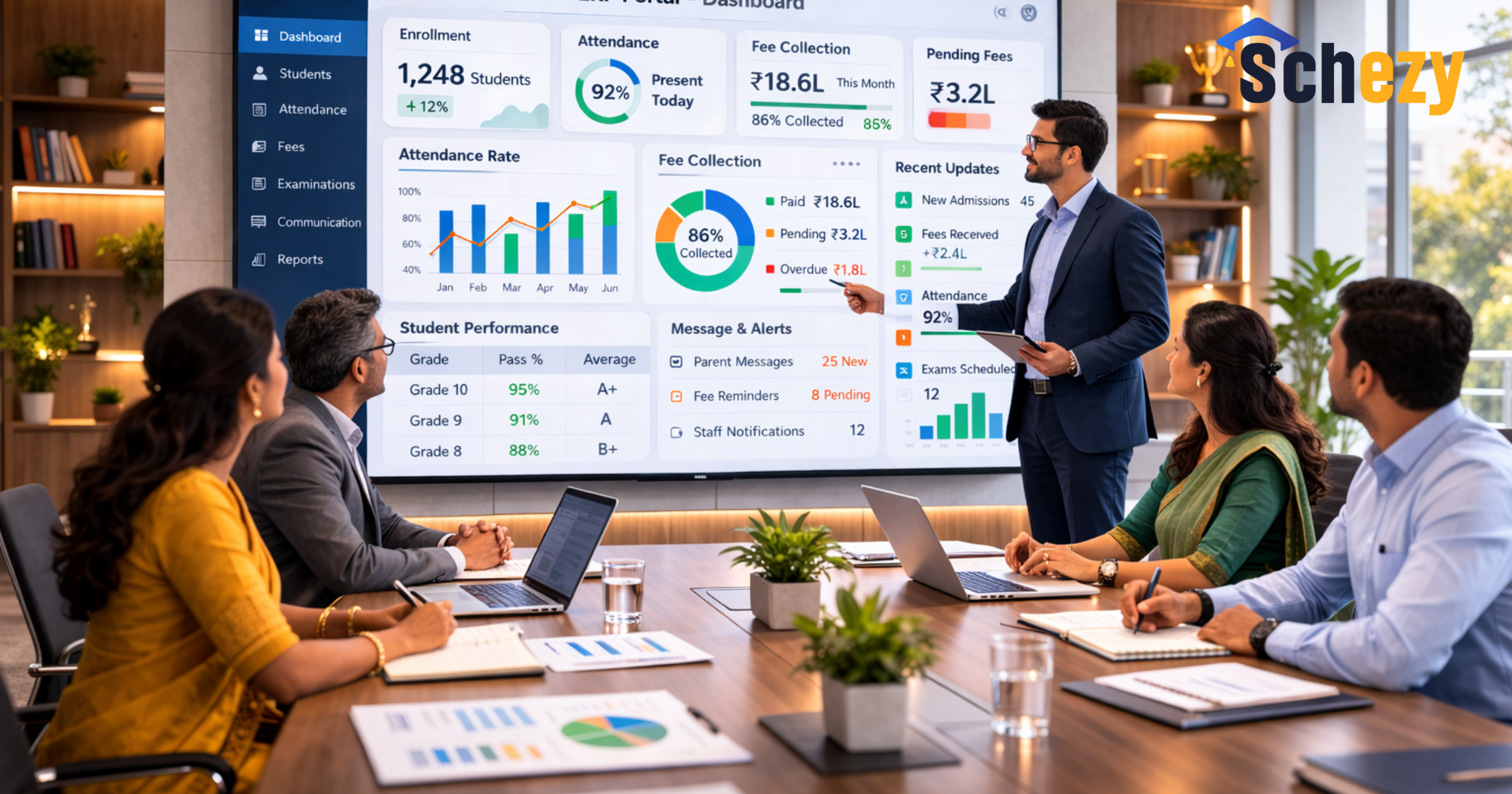 Parent accessing attendance and homework updates through an online school portal on mobile