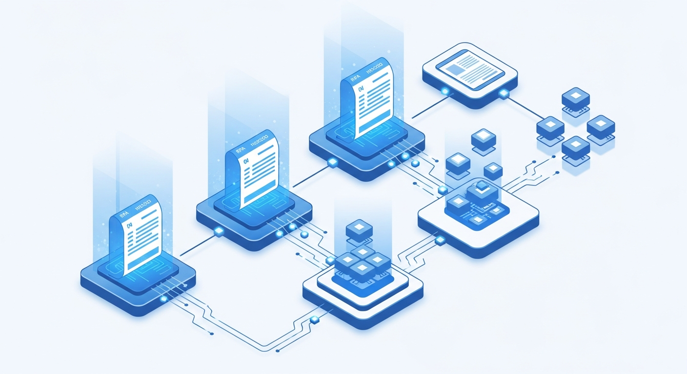 Intelligent automation system processing invoices with AI technology and machine learning workflows