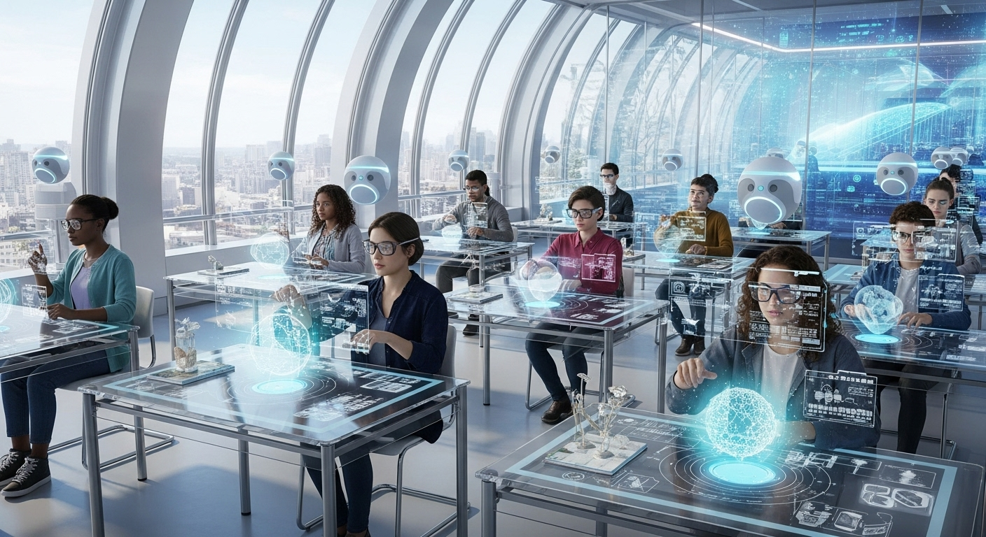 AI-powered classroom showing the future scope of educational technology