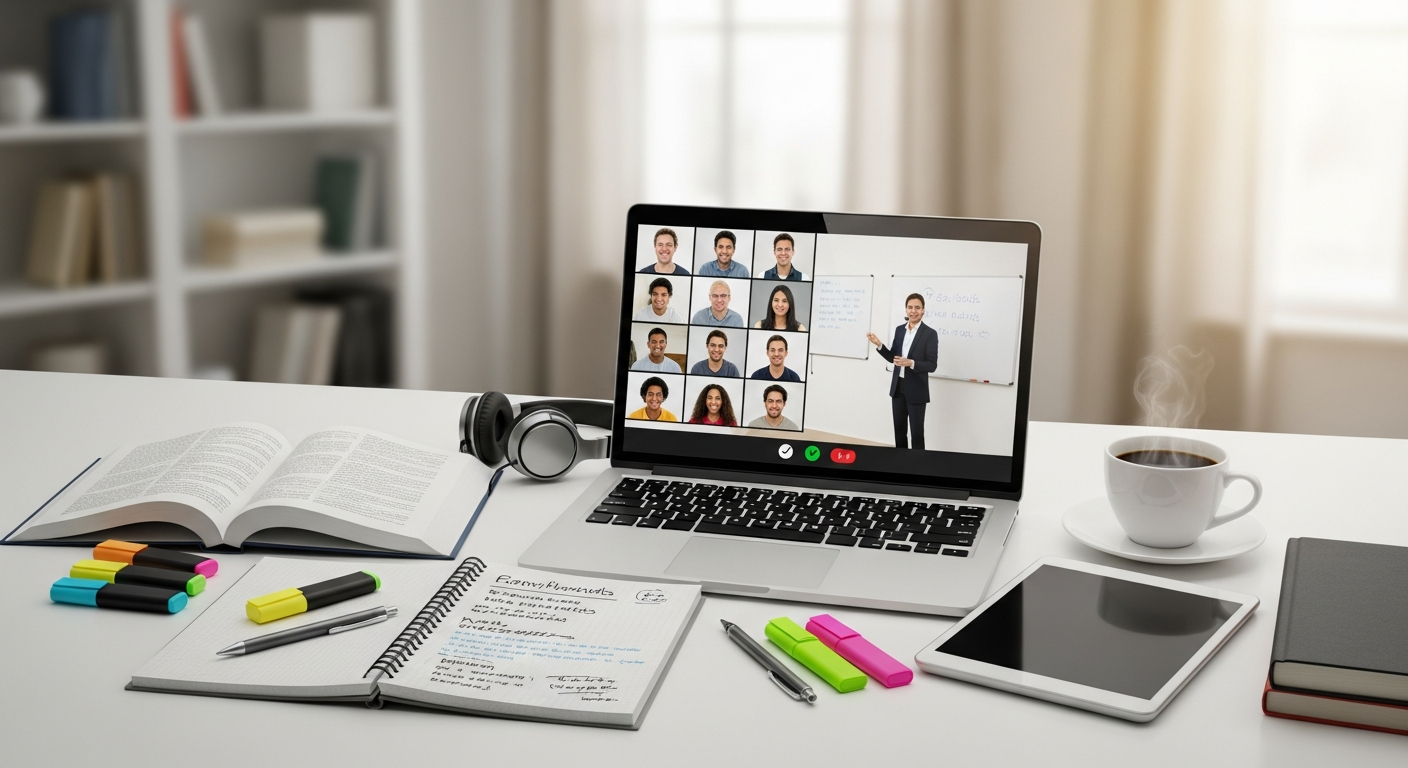 Online learning setup with virtual class and study materials