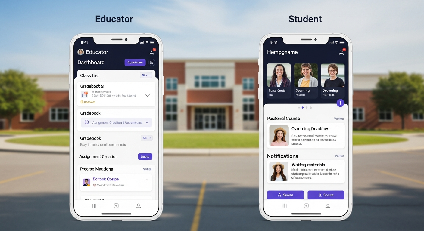 Mobile-friendly LMS interface used by educators and students