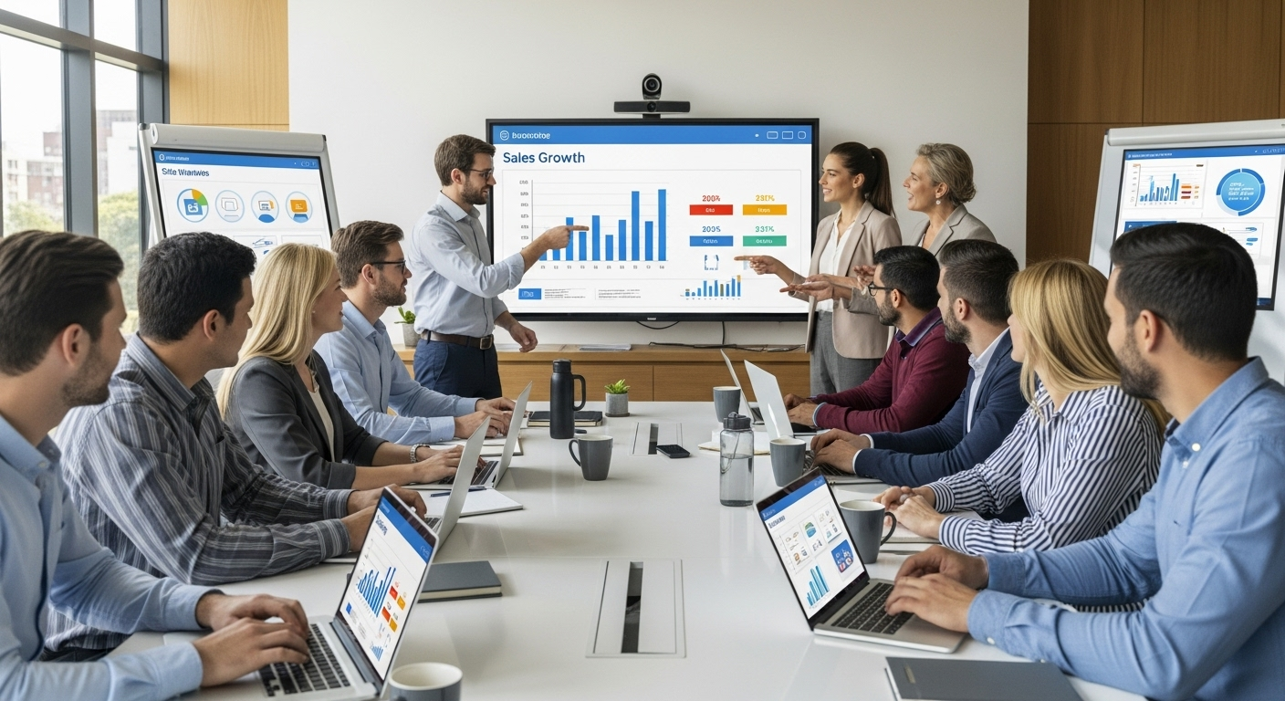 A professional sales team showing collaboration and growth