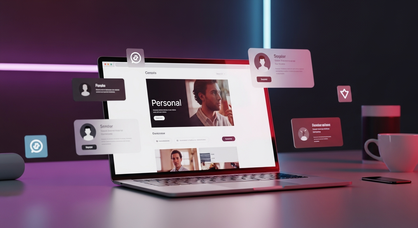 Website showing on laptop screen