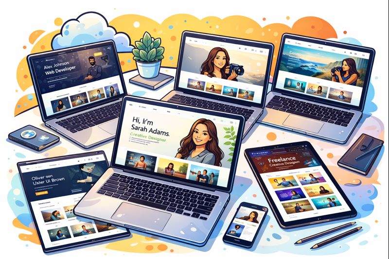 Creative portfolio showcase in digital devices