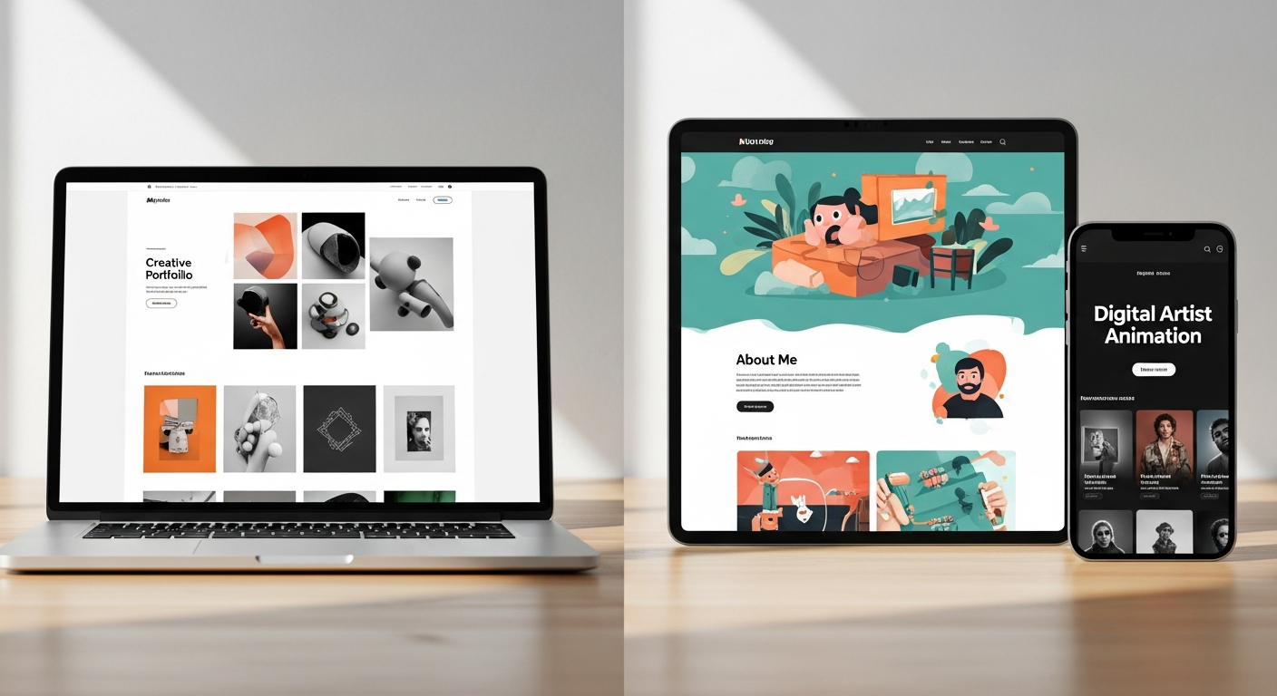 Creative portfolio website designs presented on various devices