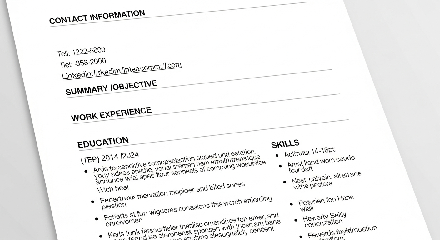 Job application resume layout optimized for ATS scanning