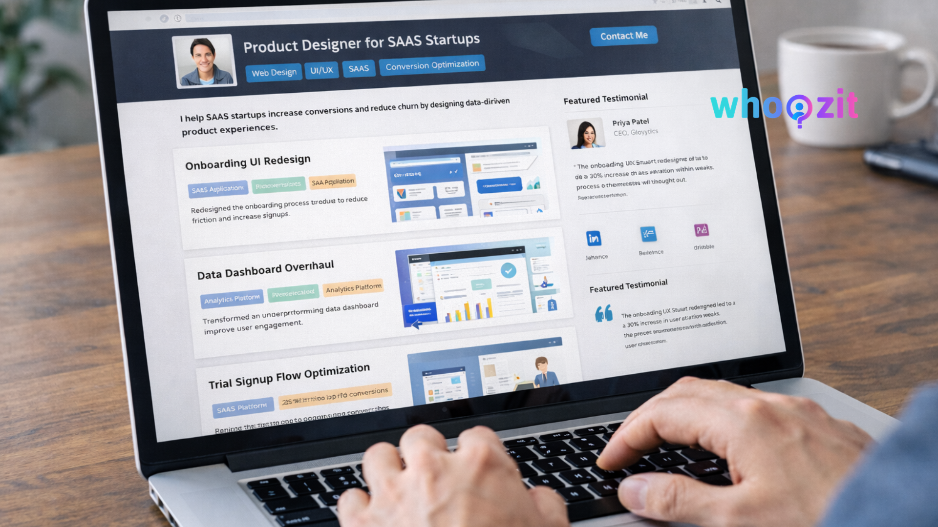 Freelancer portfolio page with case studies and testimonials for SEO and profile creation strategy