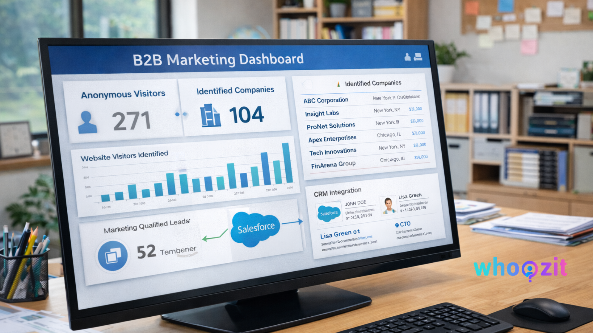 Website visitor tracking dashboard identifying anonymous website visitors and converting them into qualified B2B leads
