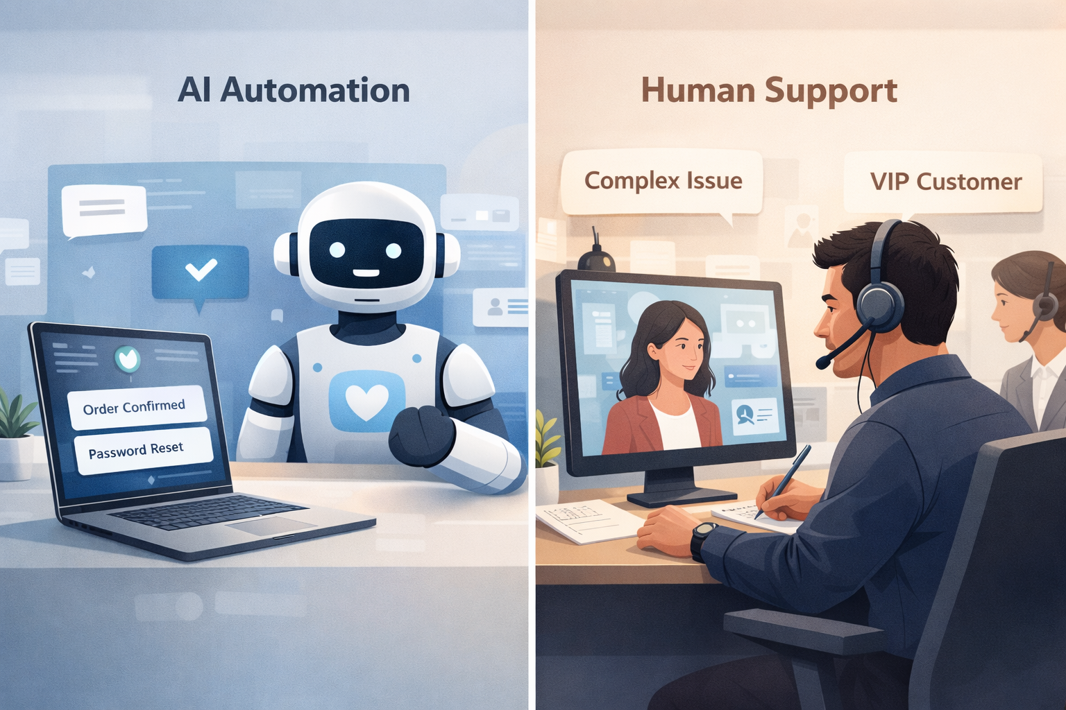 Human in the loop AI customer support combining automation and expert agents