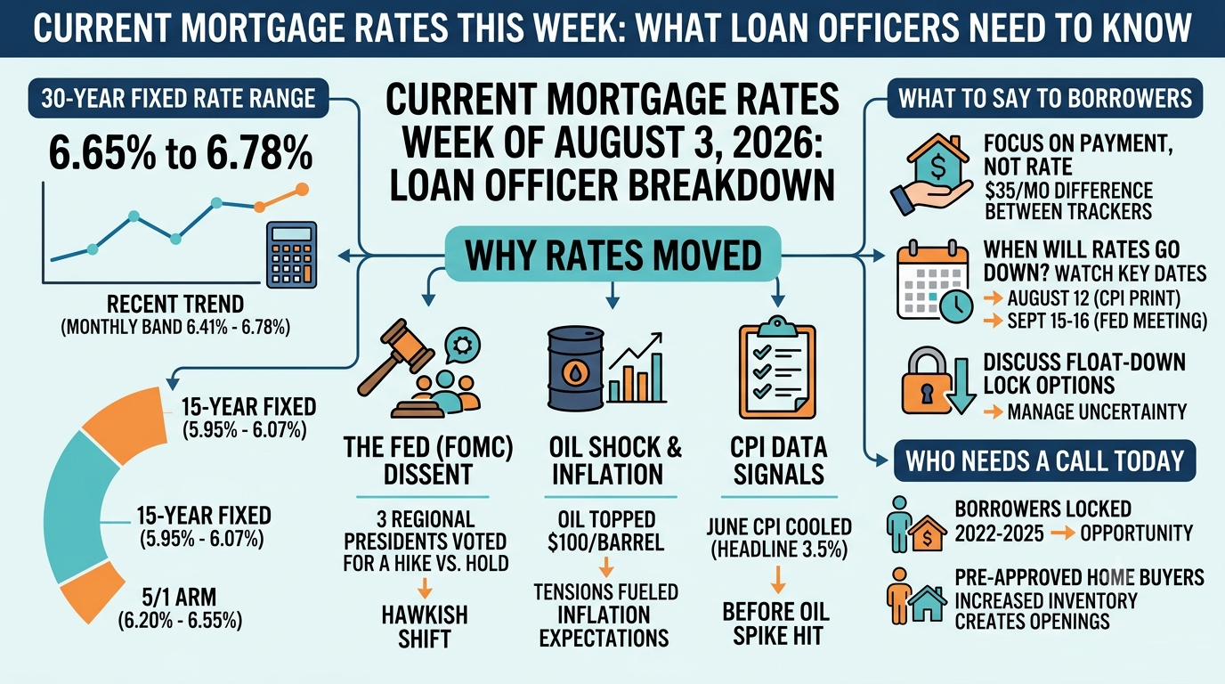 infographic showing latest mortgage rates as of august 2026